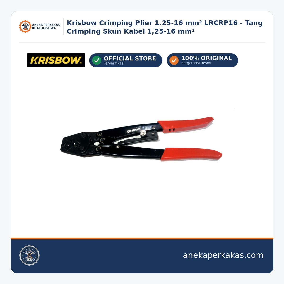 Krisbow Crimping Plier 1.25-16 mm² LRCRP16 - Tang Crimping Skun Kabel 1,25-16 mm²