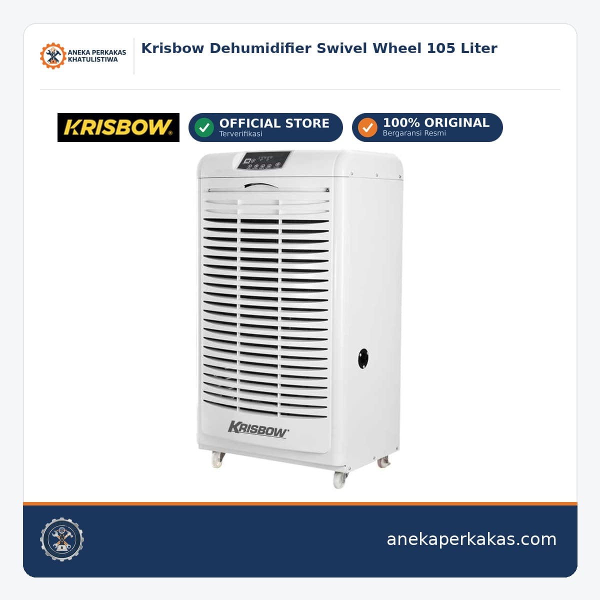 Krisbow Dehumidifier Swivel Wheel 105 Liter