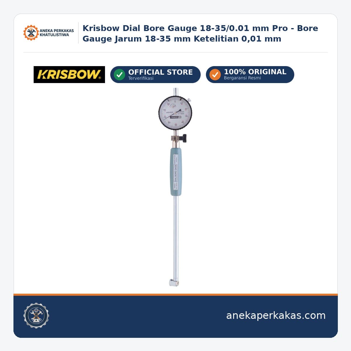 Krisbow Dial Bore Gauge 18-35/0.01 mm Pro - Bore Gauge Jarum 18-35 mm Ketelitian 0,01 mm