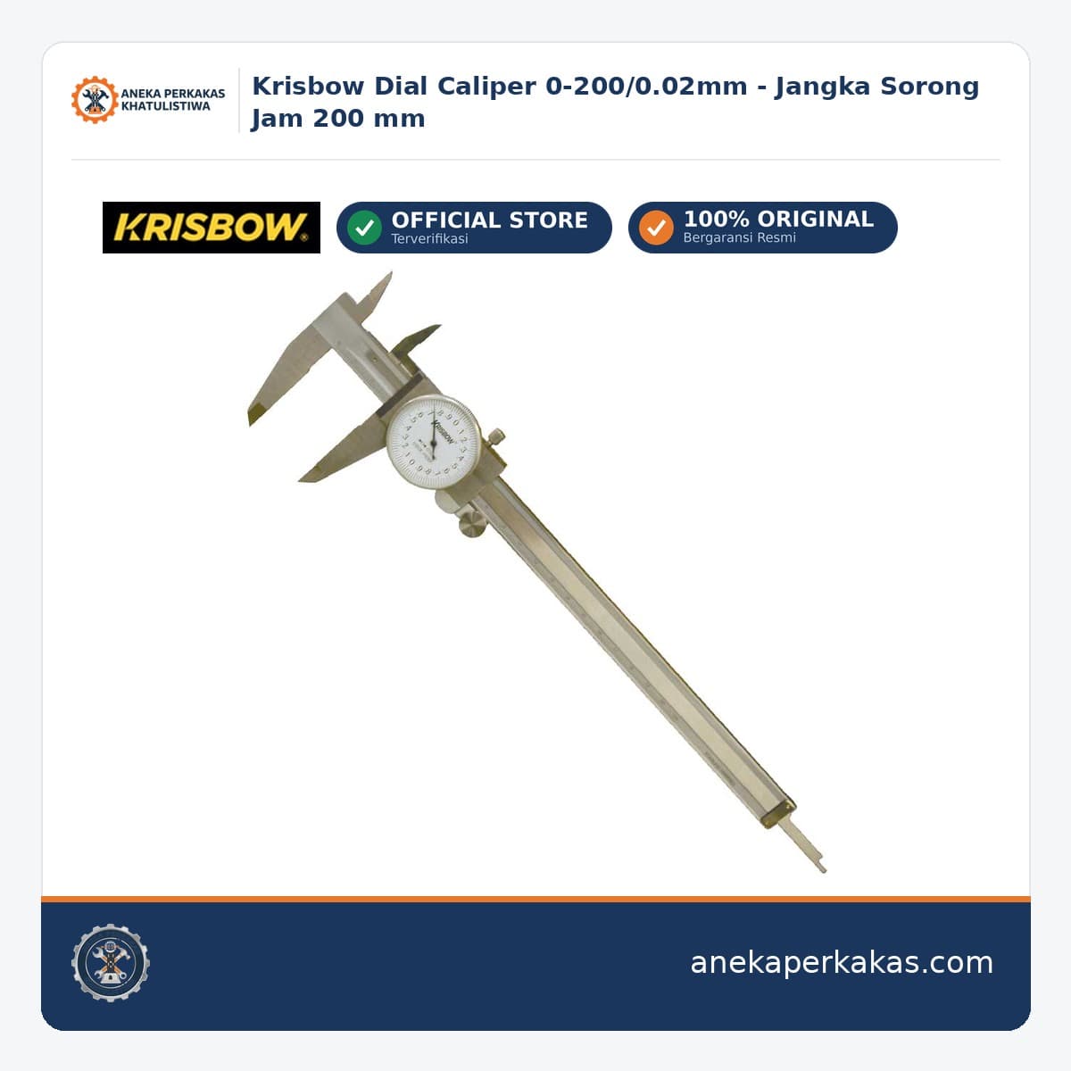 Krisbow Dial Caliper 0-200/0.02mm - Jangka Sorong Jam 200 mm