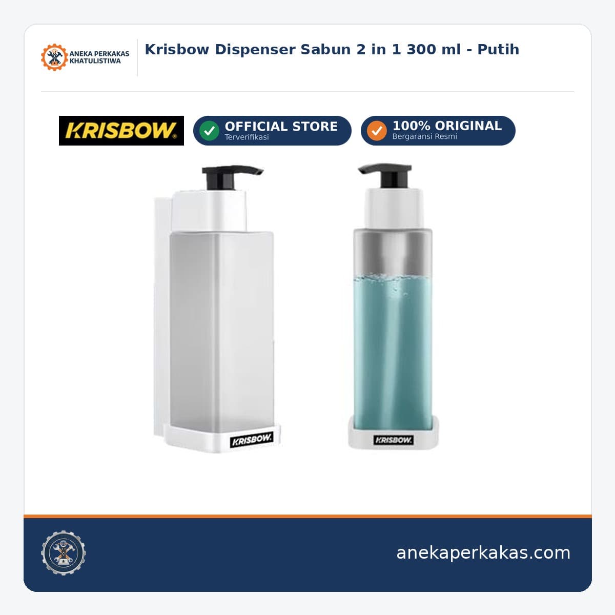 Krisbow Dispenser Sabun 2 in 1 300 ml - Putih