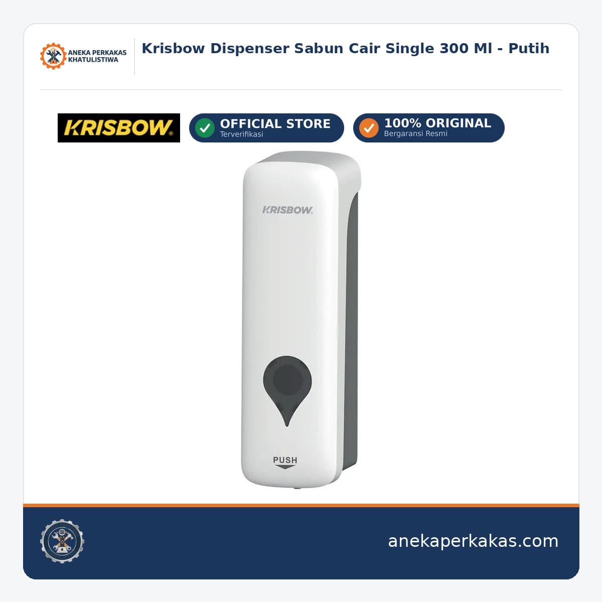 Krisbow Dispenser Sabun Cair Single 300 Ml - Putih