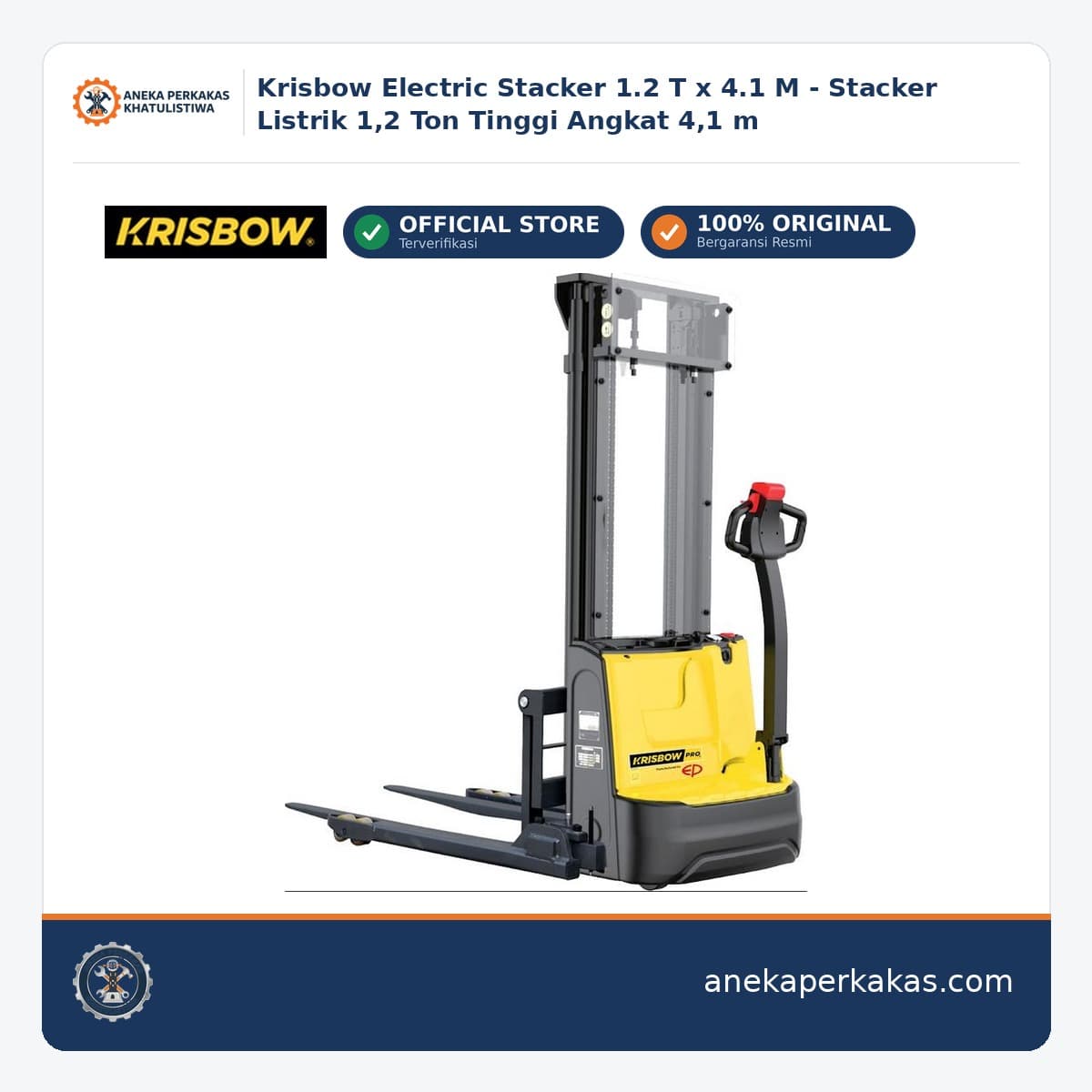 Krisbow Electric Stacker 1.2 T x 4.1 M - Stacker Listrik 1,2 Ton Tinggi Angkat 4,1 m