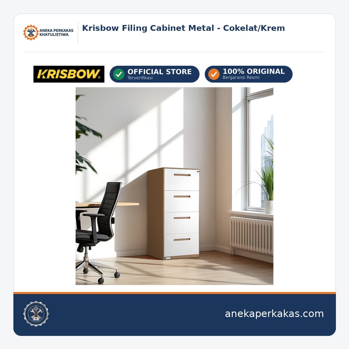 Krisbow Filing Cabinet Metal - Cokelat/Krem