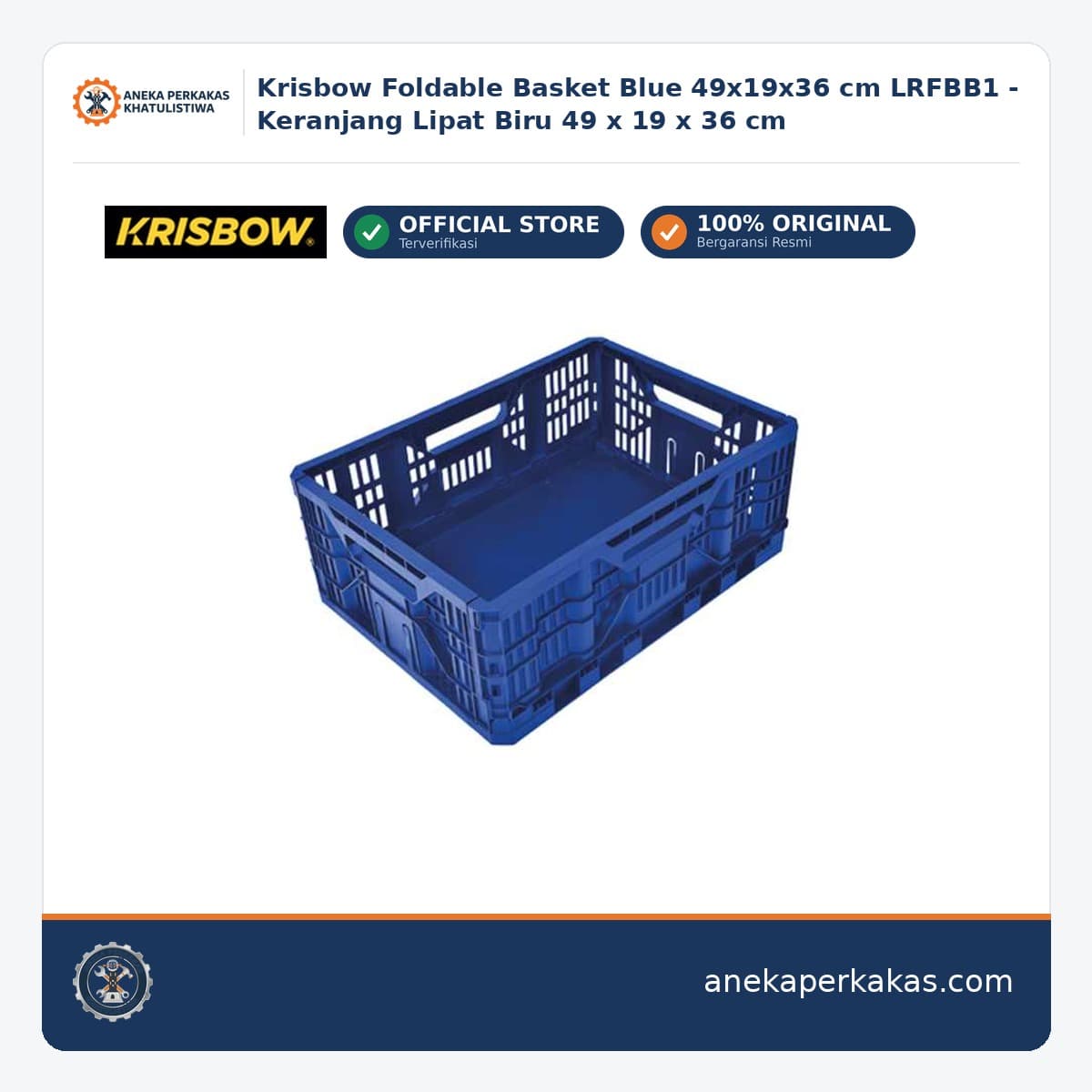 Krisbow Foldable Basket Blue 49x19x36 cm LRFBB1 - Keranjang Lipat Biru 49 x 19 x 36 cm