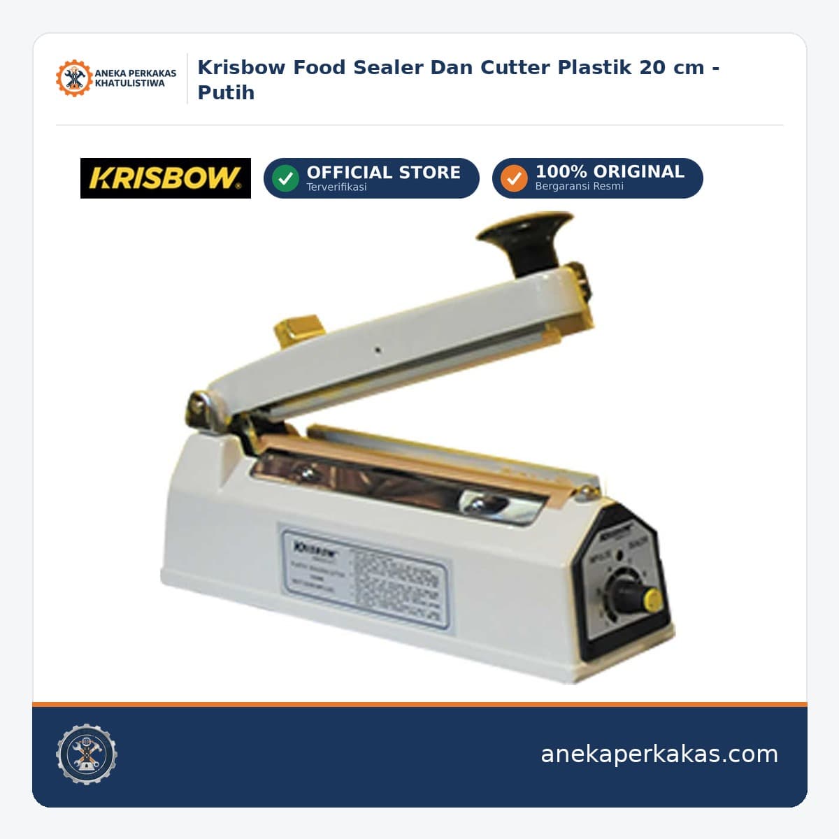 Krisbow Food Sealer Dan Cutter Plastik 20 cm - Putih