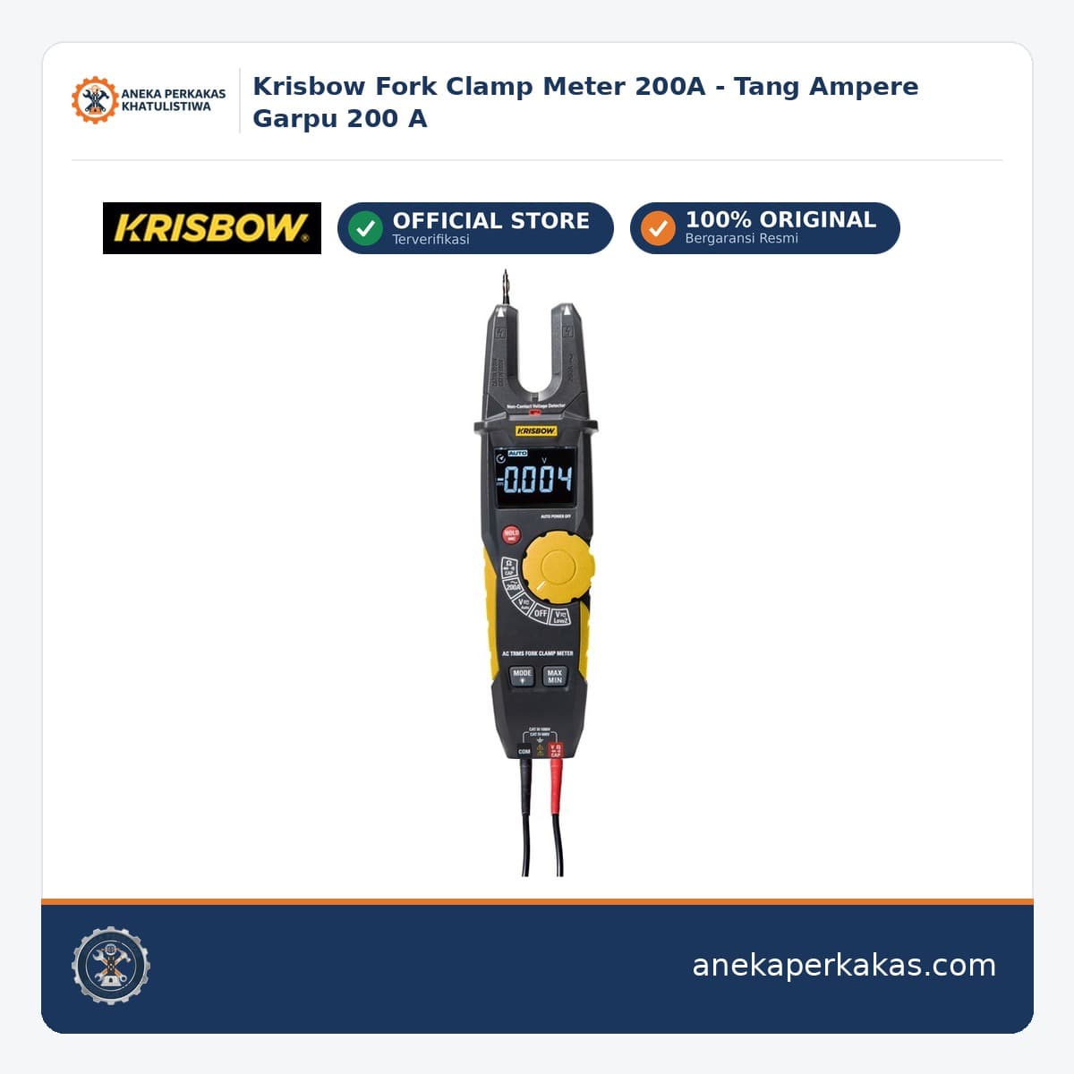 Krisbow Fork Clamp Meter 200A - Tang Ampere Garpu 200 A