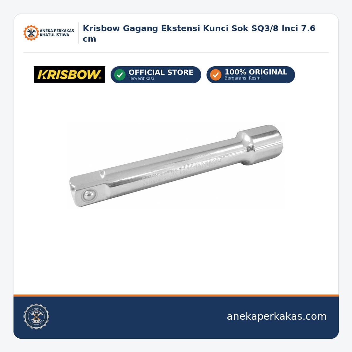 Krisbow Gagang Ekstensi Kunci Sok SQ3/8 Inci 7.6 cm
