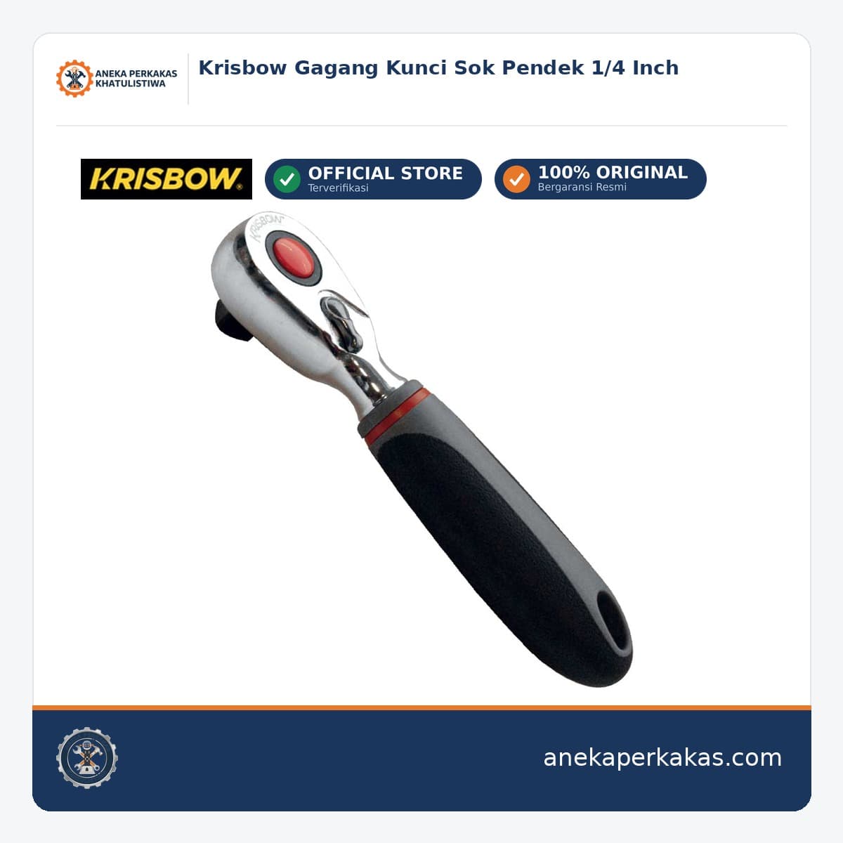 Krisbow Gagang Kunci Sok Pendek 1/4 Inch
