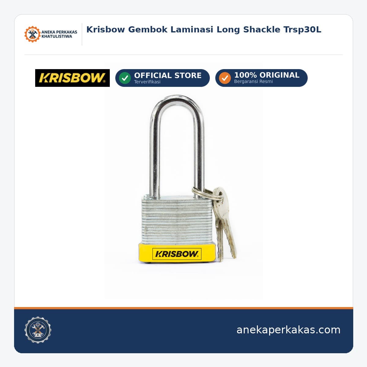 Krisbow Gembok Laminasi Long Shackle Trsp30L