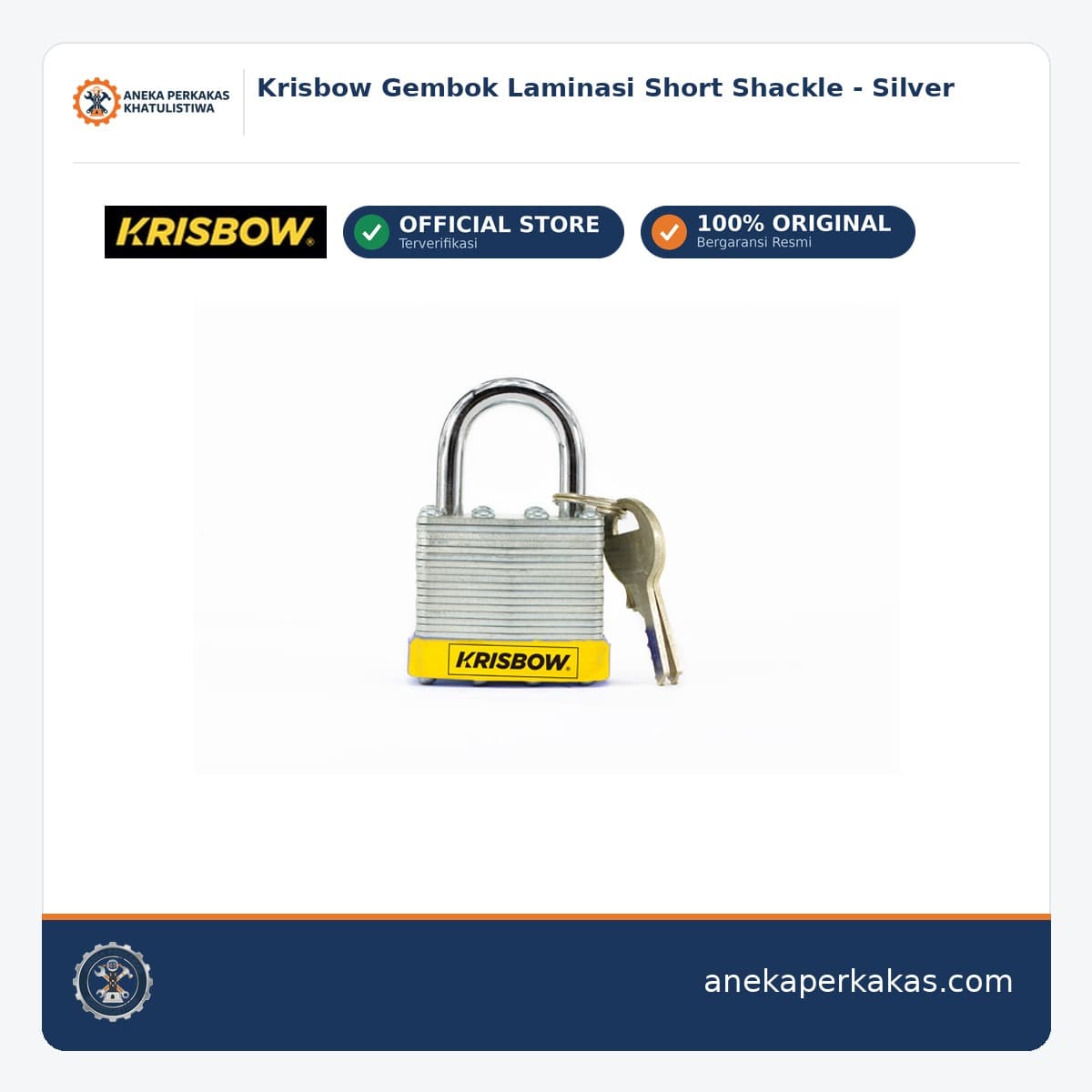 Krisbow Gembok Laminasi Short Shackle - Silver