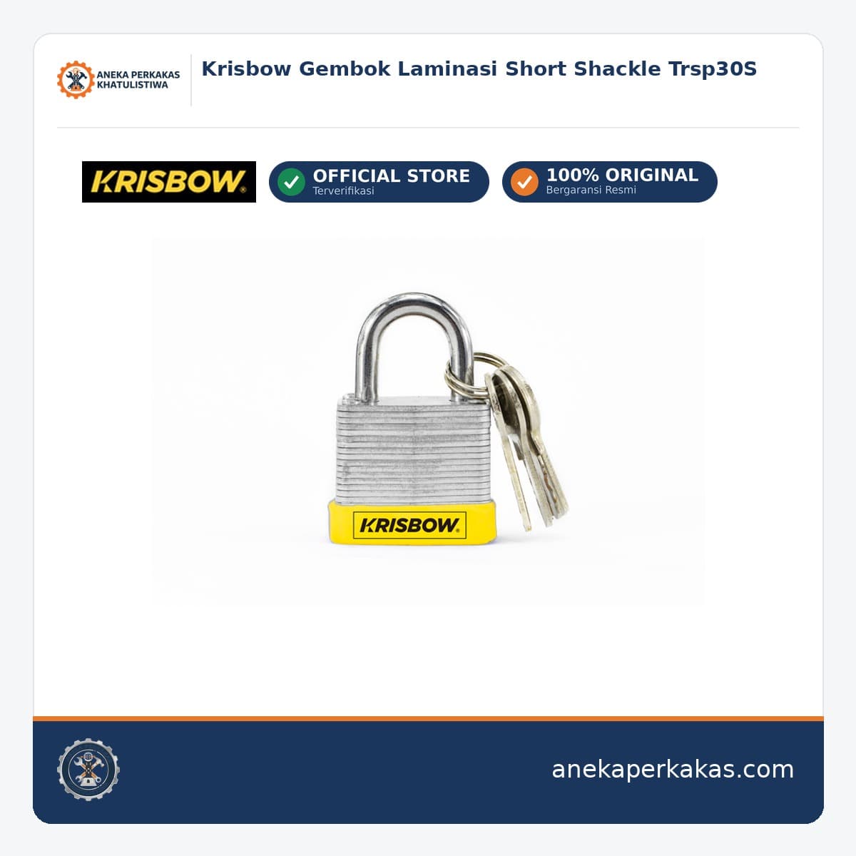 Krisbow Gembok Laminasi Short Shackle Trsp30S