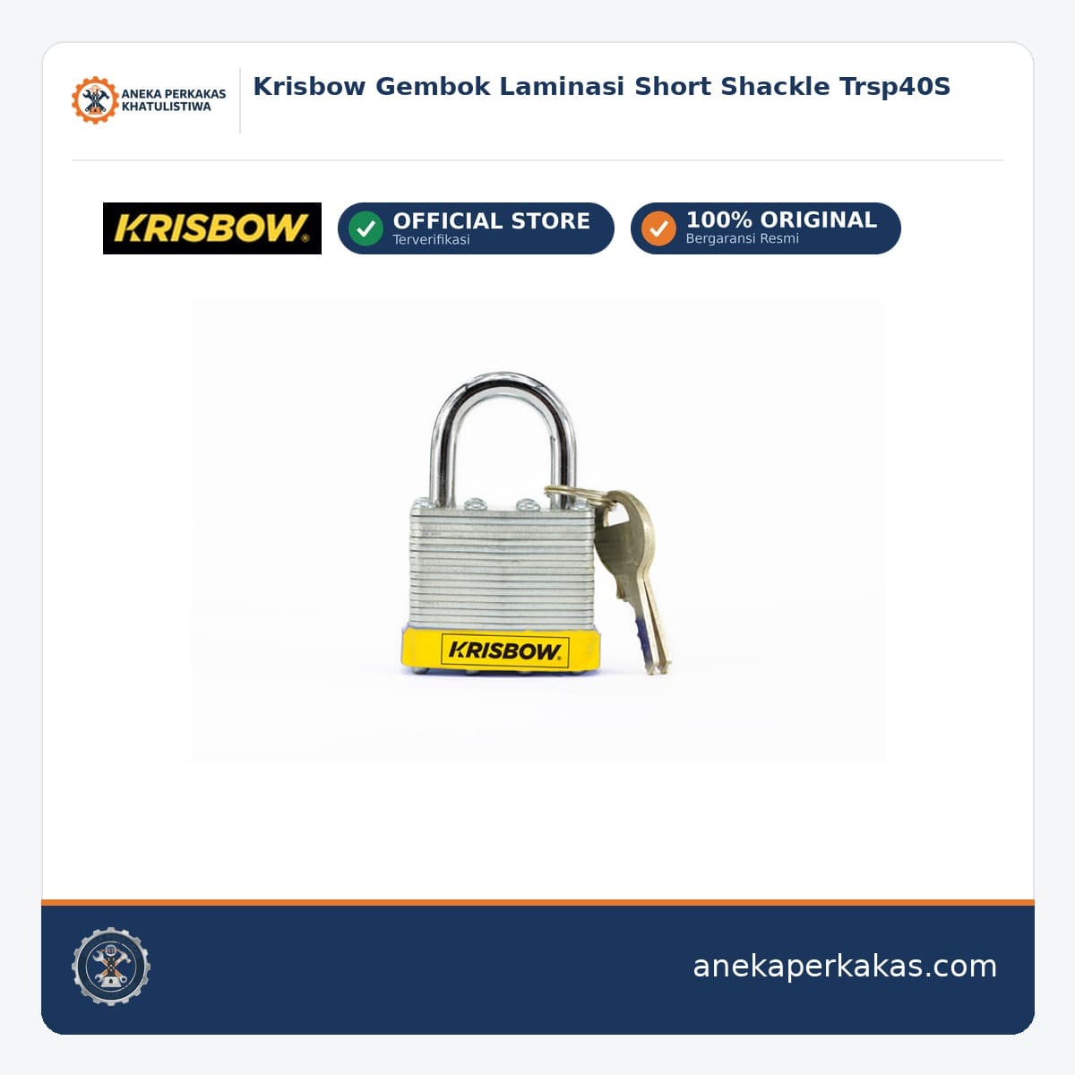 Krisbow Gembok Laminasi Short Shackle Trsp40S