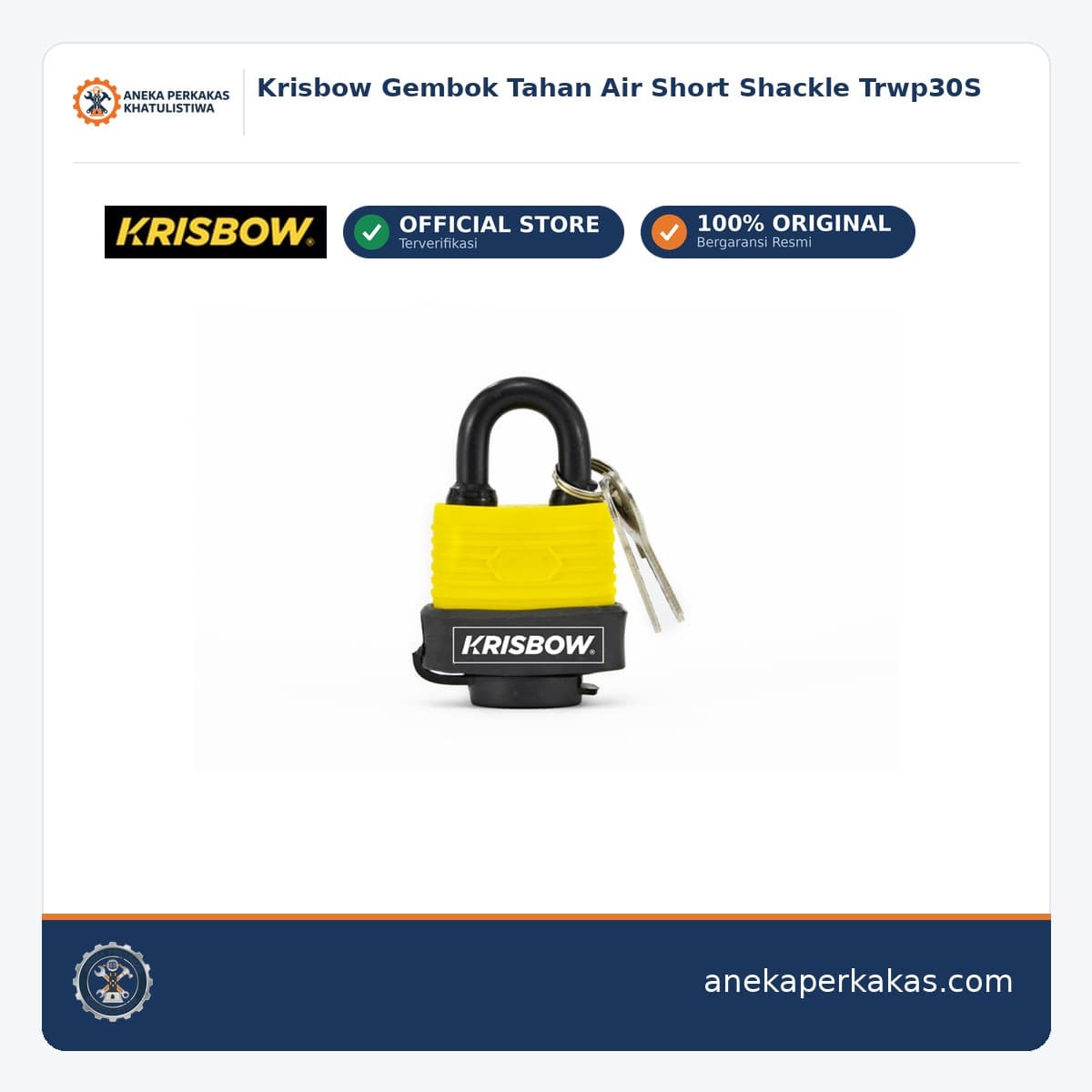 Krisbow Gembok Tahan Air Short Shackle Trwp30S