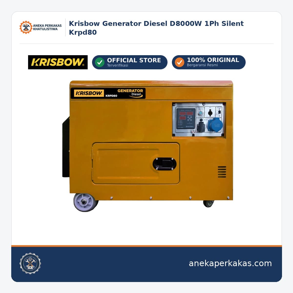 Krisbow Generator Diesel D8000W 1Ph Silent Krpd80