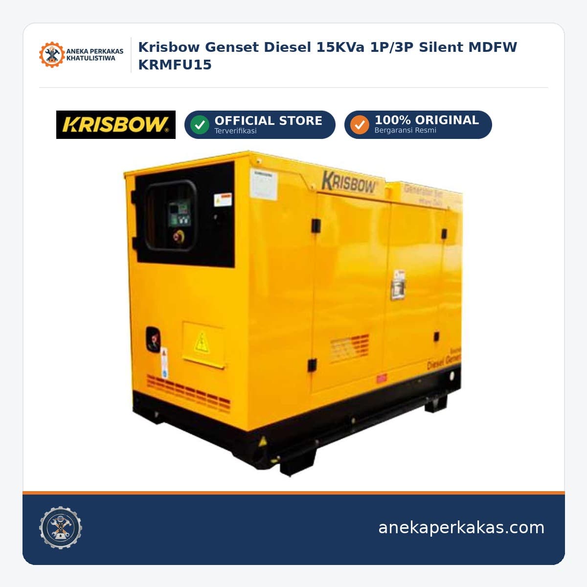 Krisbow Genset Diesel 15KVa 1P/3P Silent MDFW KRMFU15