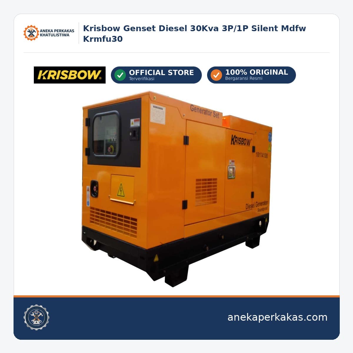 Krisbow Genset Diesel 30Kva 3P/1P Silent Mdfw Krmfu30