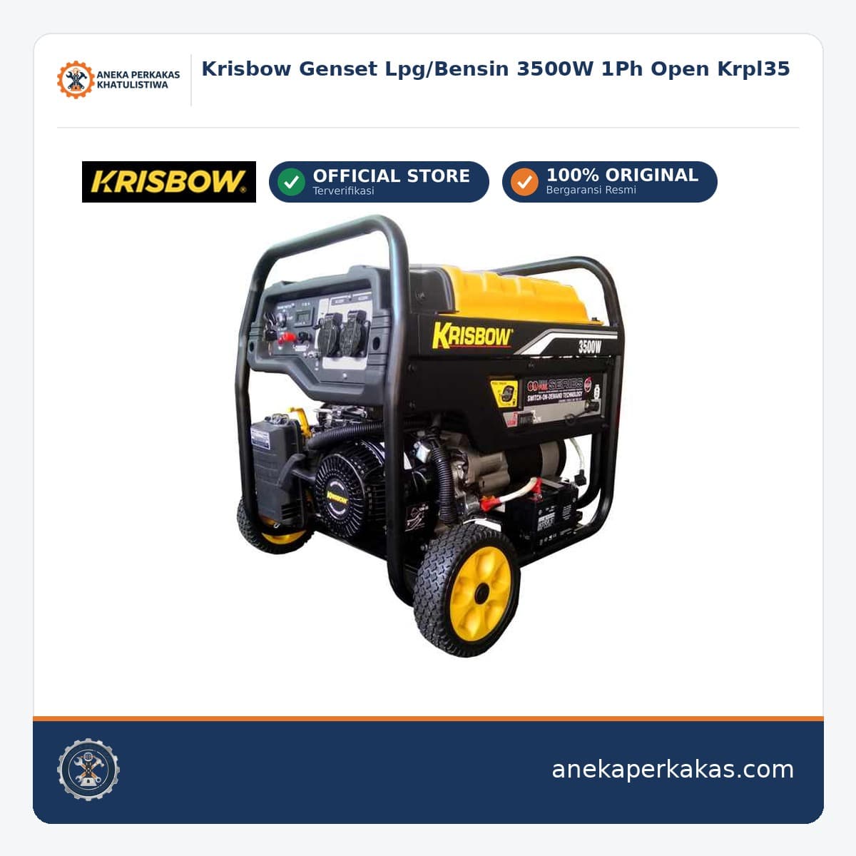 Krisbow Genset Lpg/Bensin 3500W 1Ph Open Krpl35
