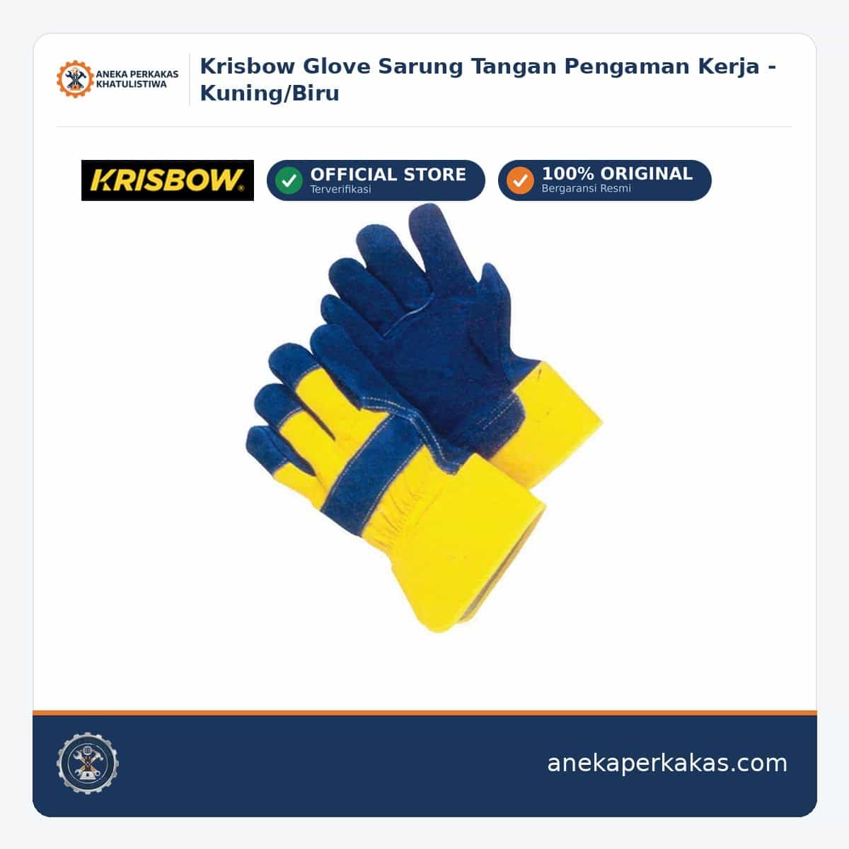 Krisbow Glove Sarung Tangan Pengaman Kerja - Kuning/Biru β Sarung Tangan Safety
