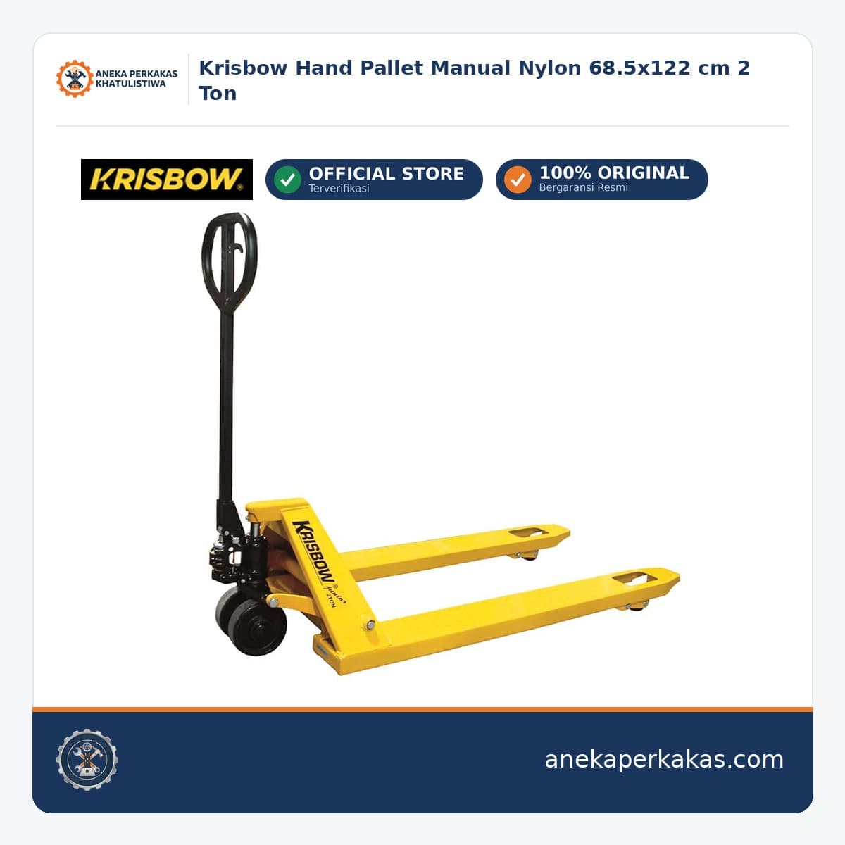 Krisbow Hand Pallet Manual Nylon 68.5x122 cm 2 Ton