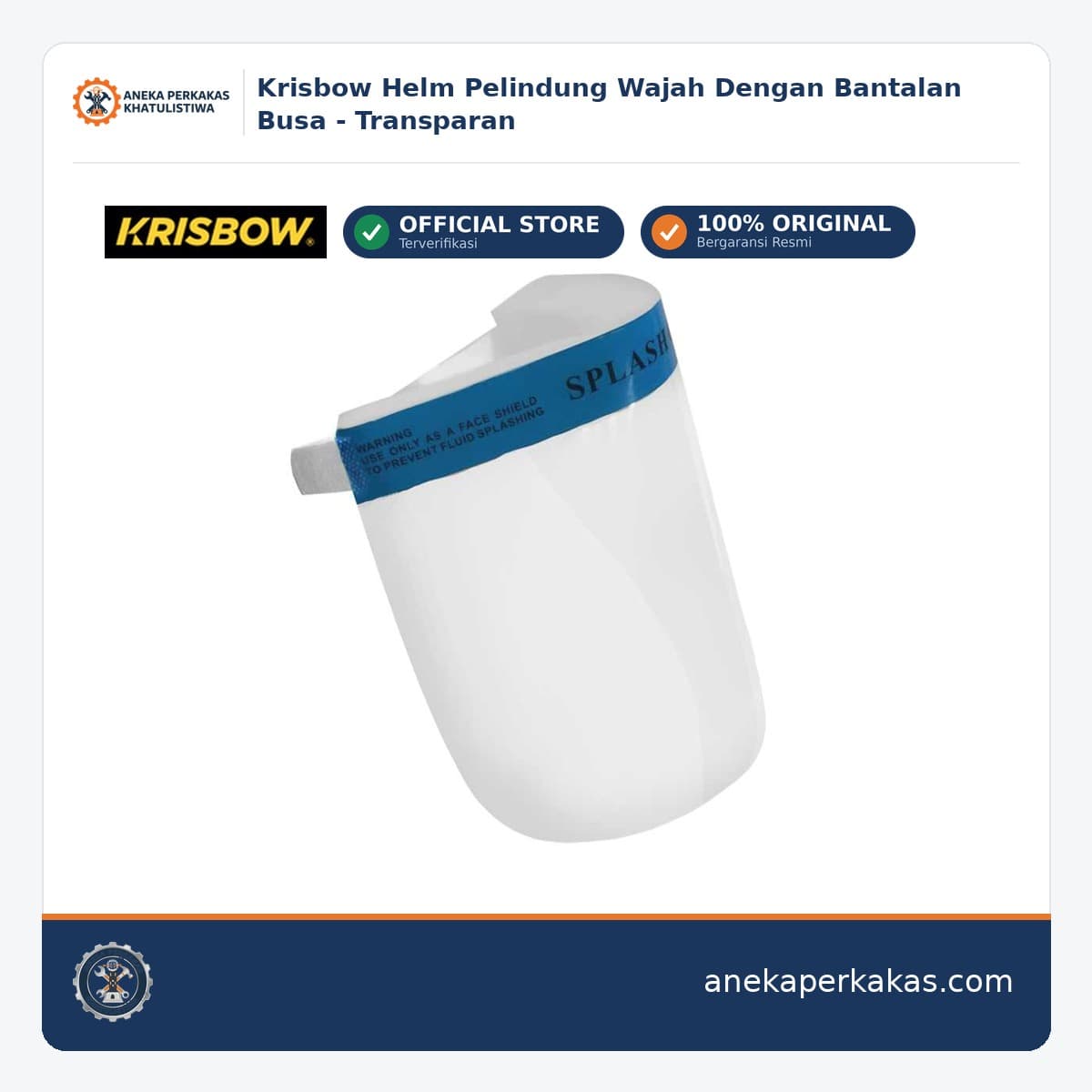 Krisbow Helm Pelindung Wajah Dengan Bantalan Busa - Transparan