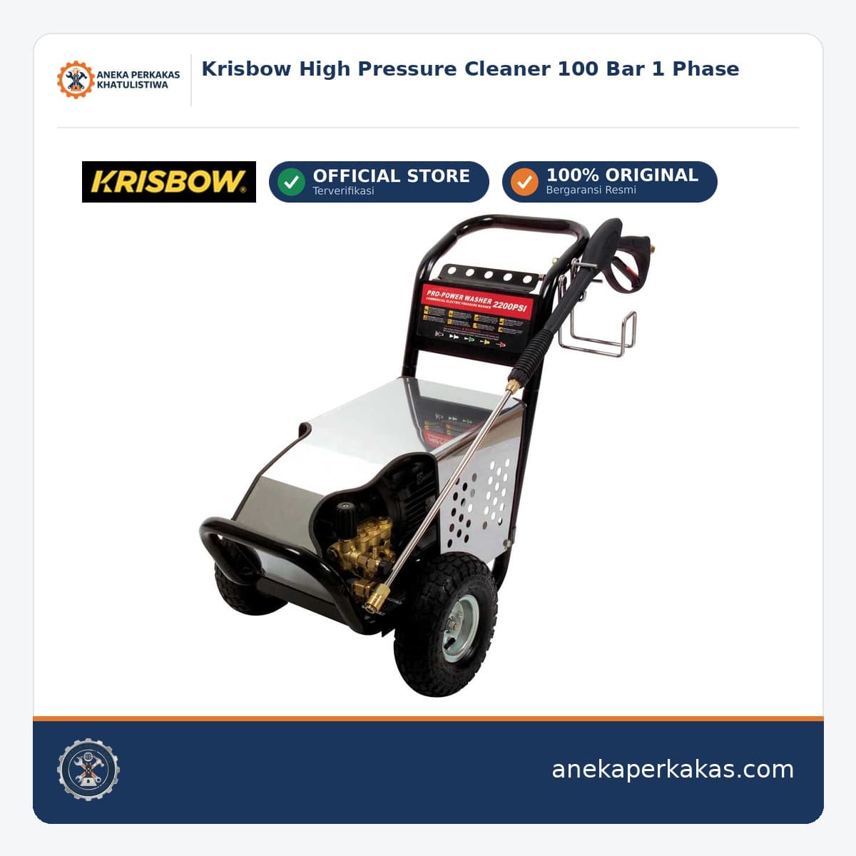 Krisbow High Pressure Cleaner 100 Bar 1 Phase