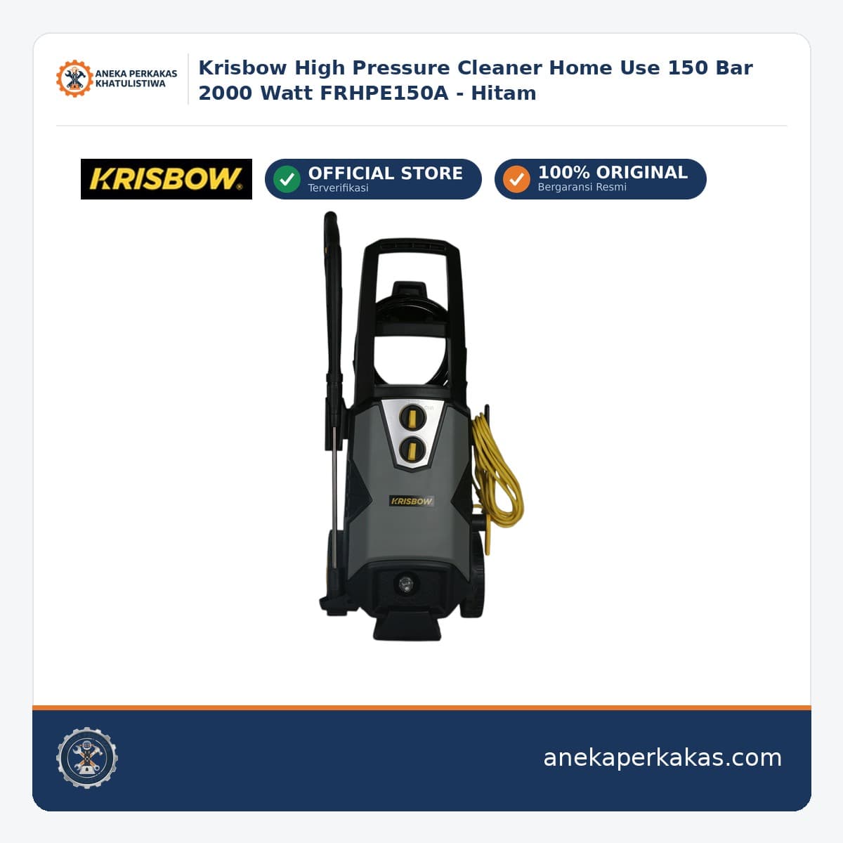 Krisbow High Pressure Cleaner Home Use 150 Bar 2000 Watt FRHPE150A - Hitam