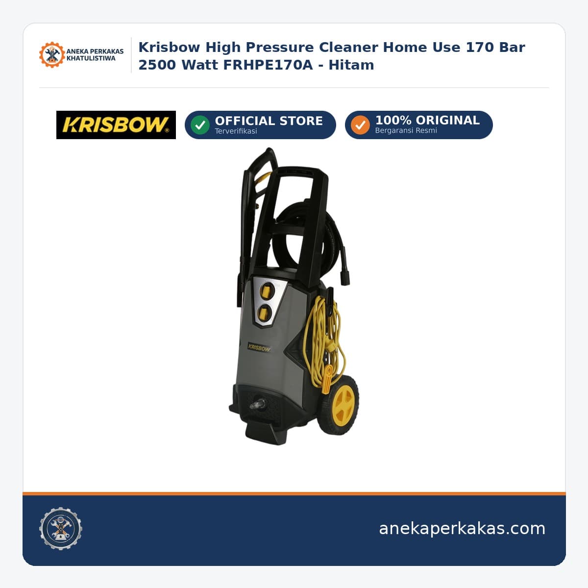 Krisbow High Pressure Cleaner Home Use 170 Bar 2500 Watt FRHPE170A - Hitam