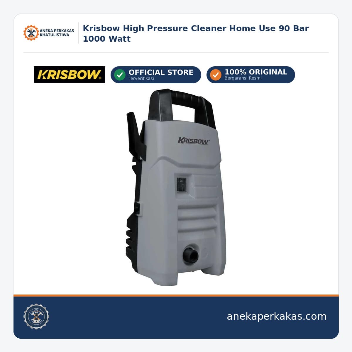 Krisbow High Pressure Cleaner Home Use 90 Bar 1000 Watt