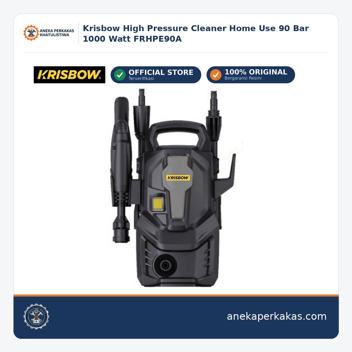 Krisbow High Pressure Cleaner Home Use 90 Bar 1000 Watt FRHPE90A