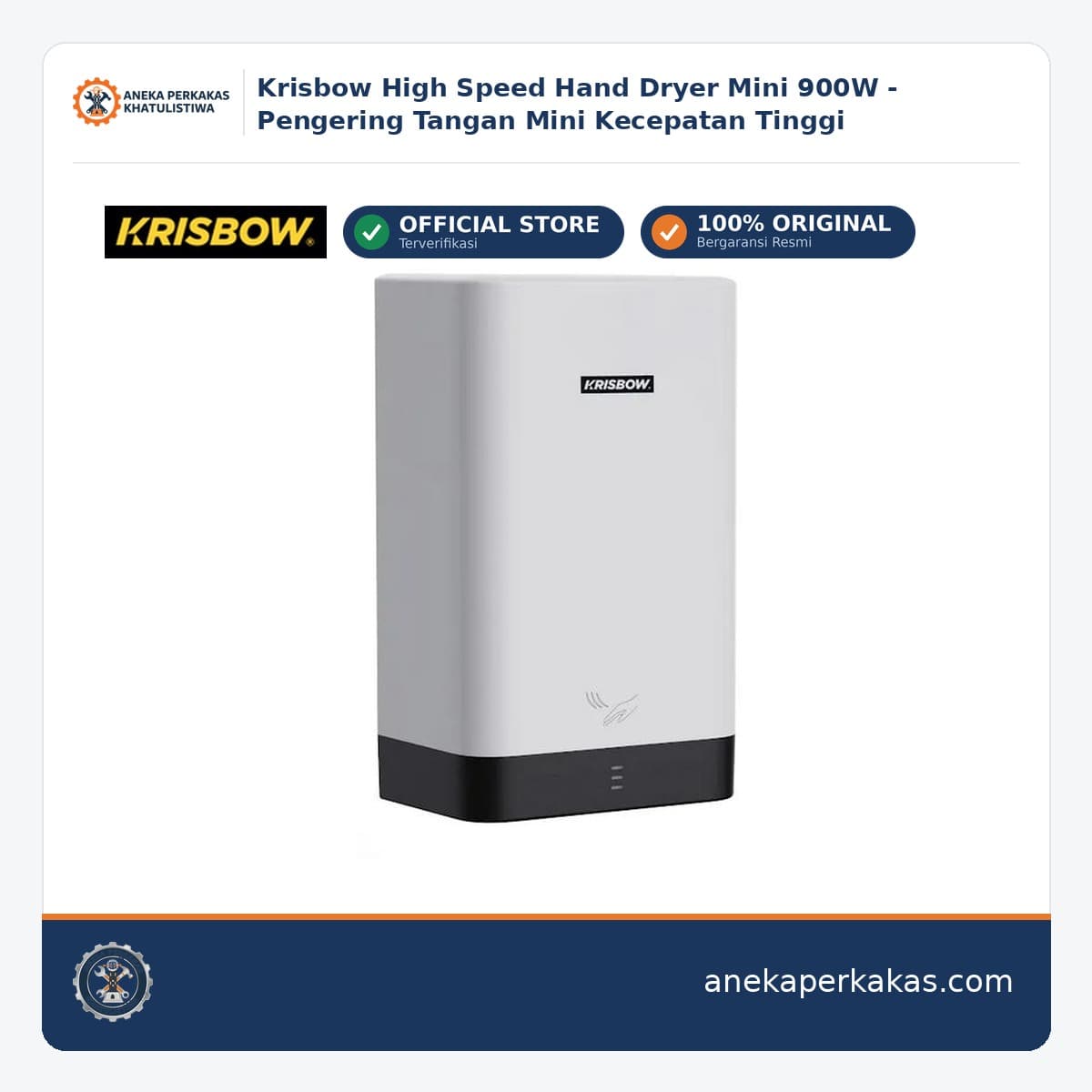 Krisbow High Speed Hand Dryer Mini 900W - Pengering Tangan Mini Kecepatan Tinggi