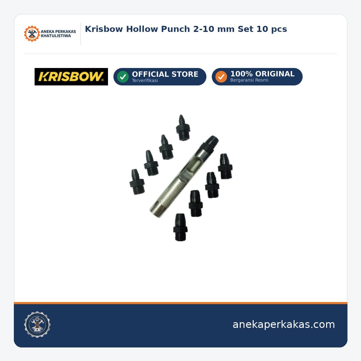 Krisbow Hollow Punch 2-10 mm Set 10 pcs