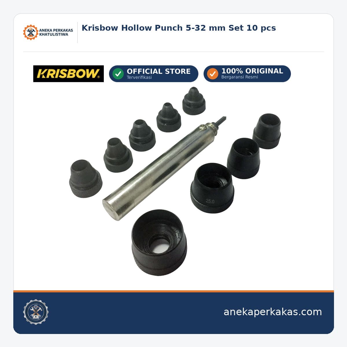 Krisbow Hollow Punch 5-32 mm Set 10 pcs