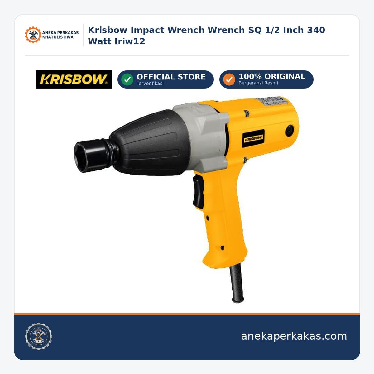 Krisbow Impact Wrench Wrench SQ 1/2 Inch 340 Watt Iriw12