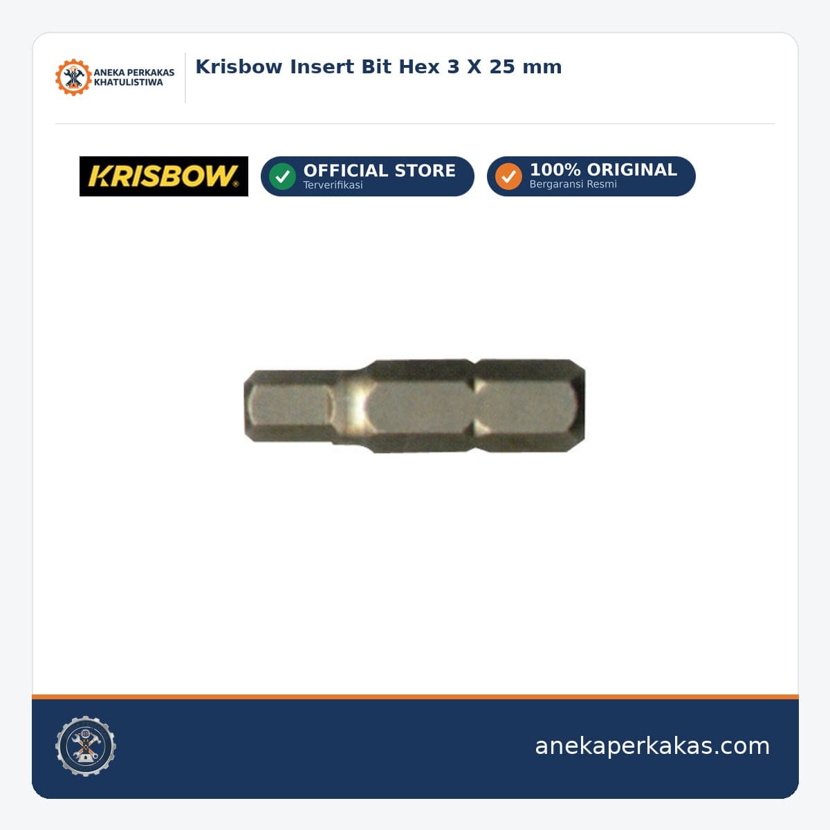 Krisbow Insert Bit Hex 3 X 25 mm