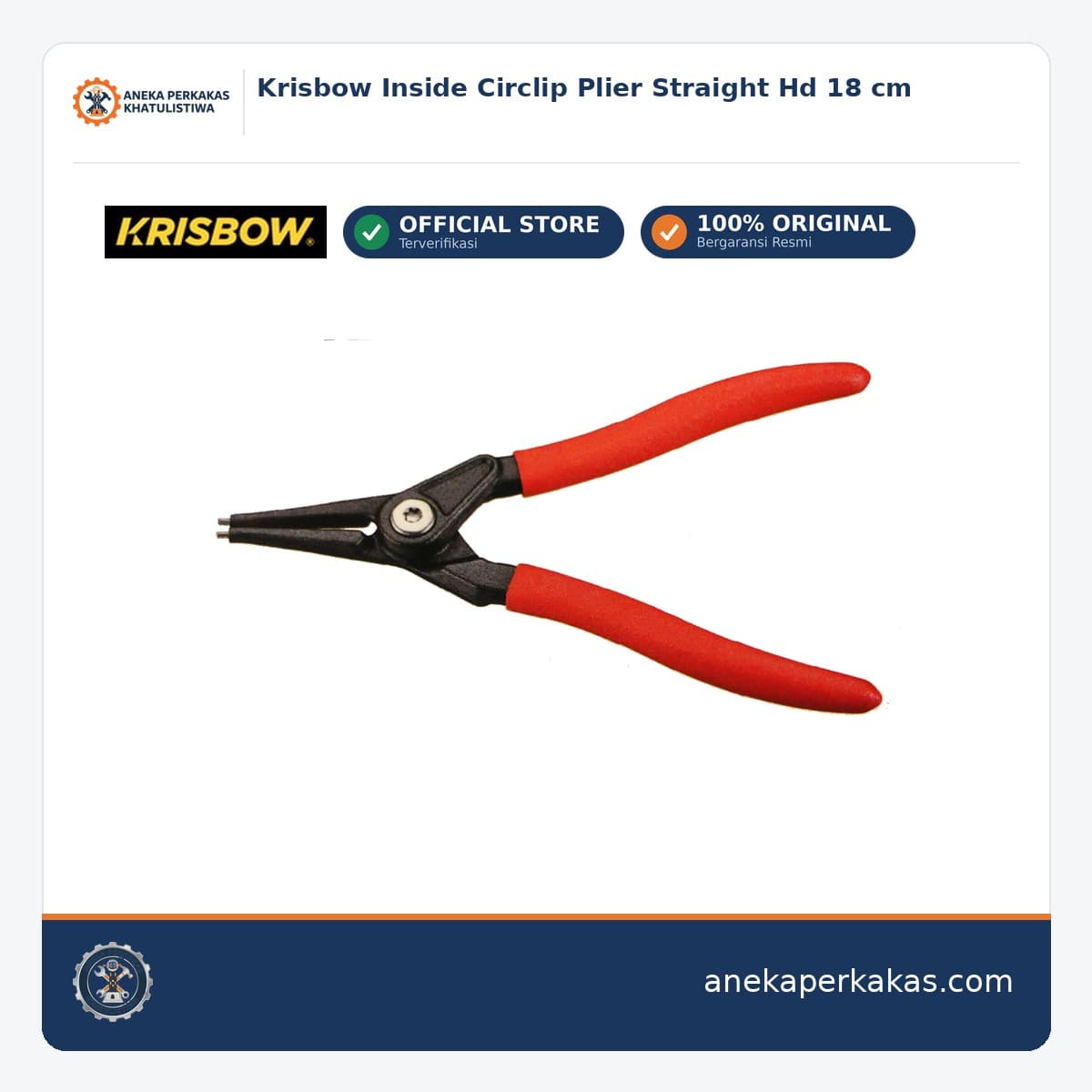 Krisbow Inside Circlip Plier Straight Hd 18 cm