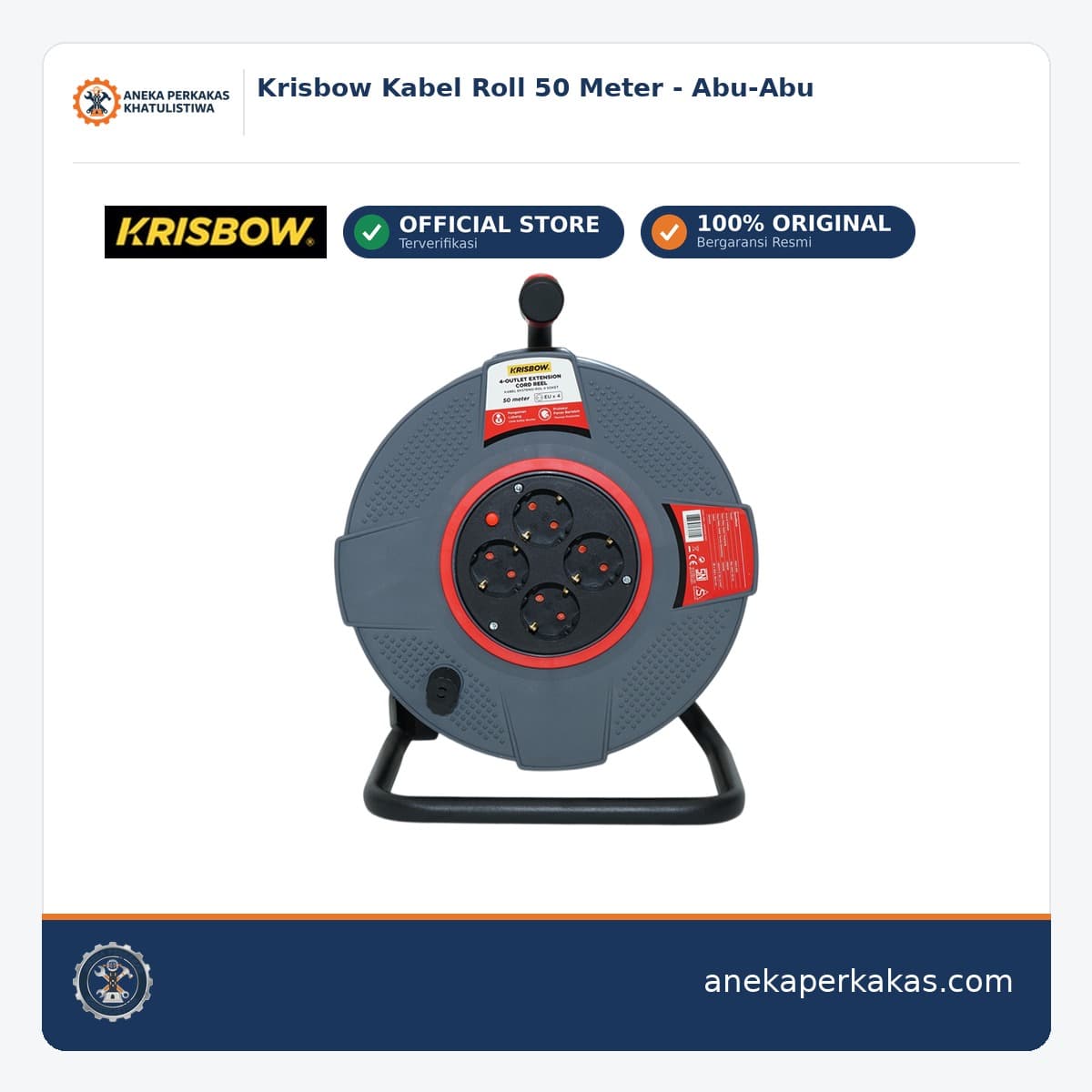 Krisbow Kabel Roll 50 Meter - Abu-Abu