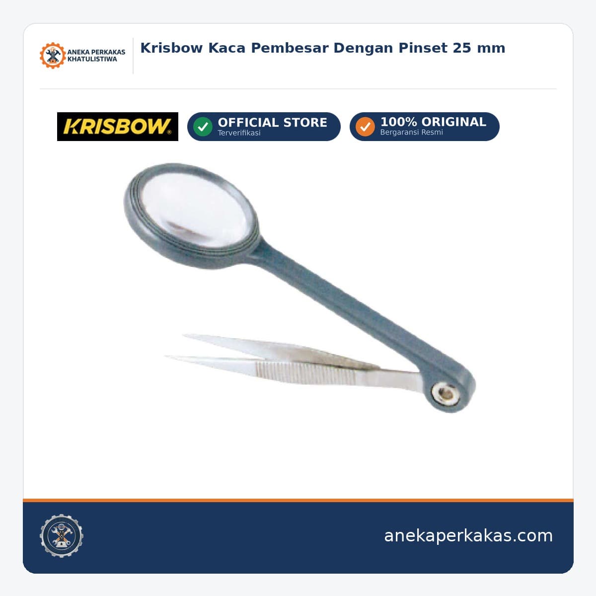 Krisbow Kaca Pembesar Dengan Pinset 25 mm