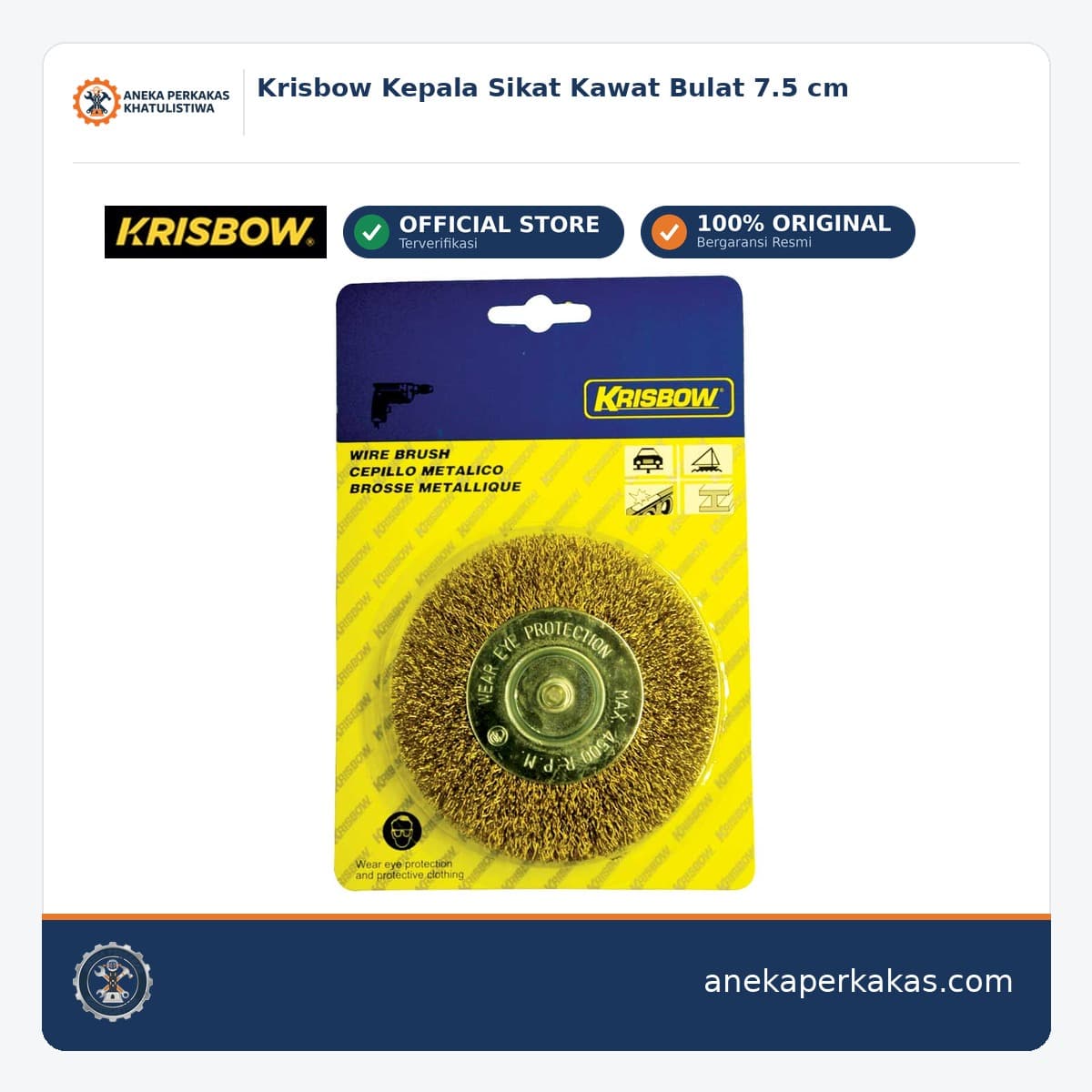 Krisbow Kepala Sikat Kawat Bulat 7.5 cm