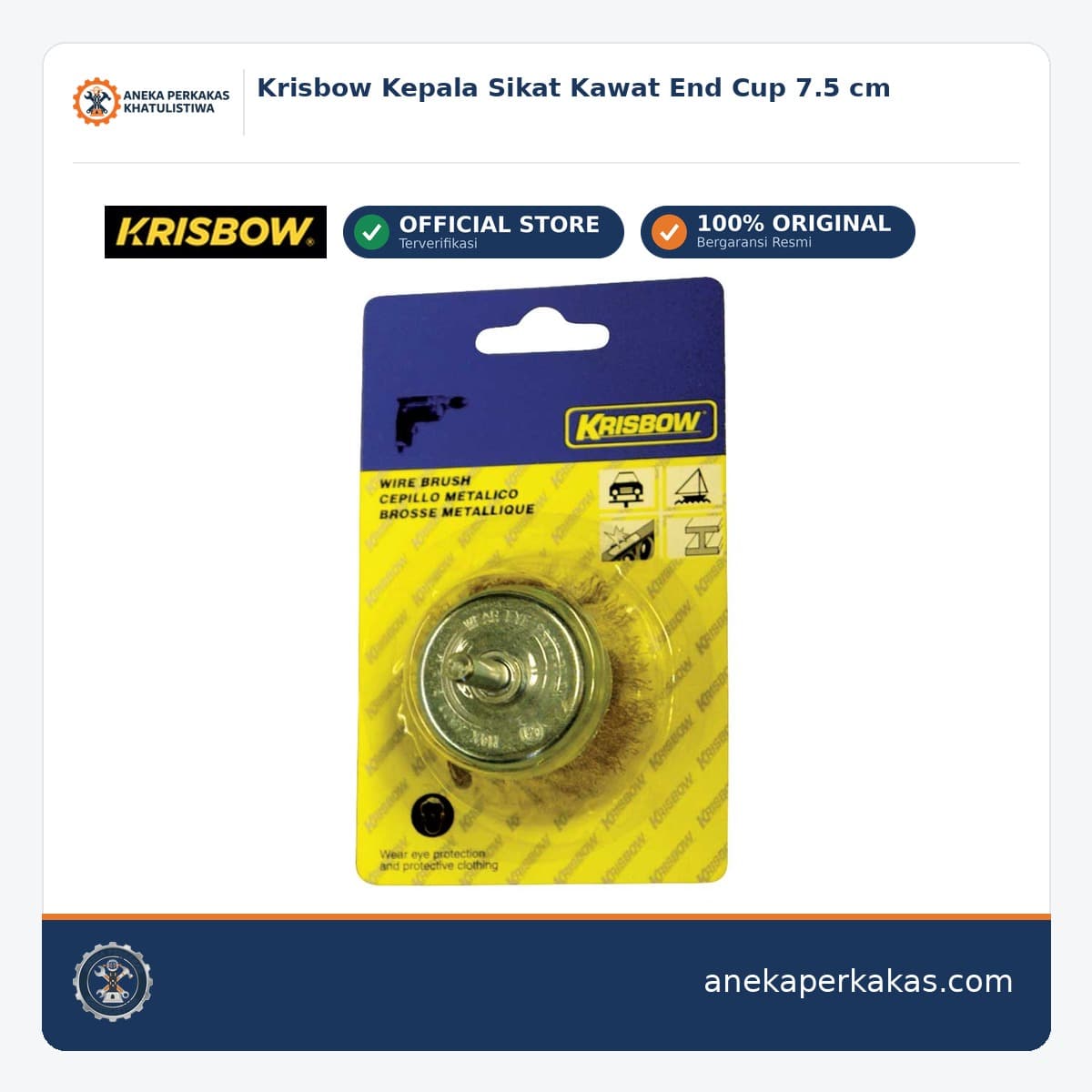 Krisbow Kepala Sikat Kawat End Cup 7.5 cm