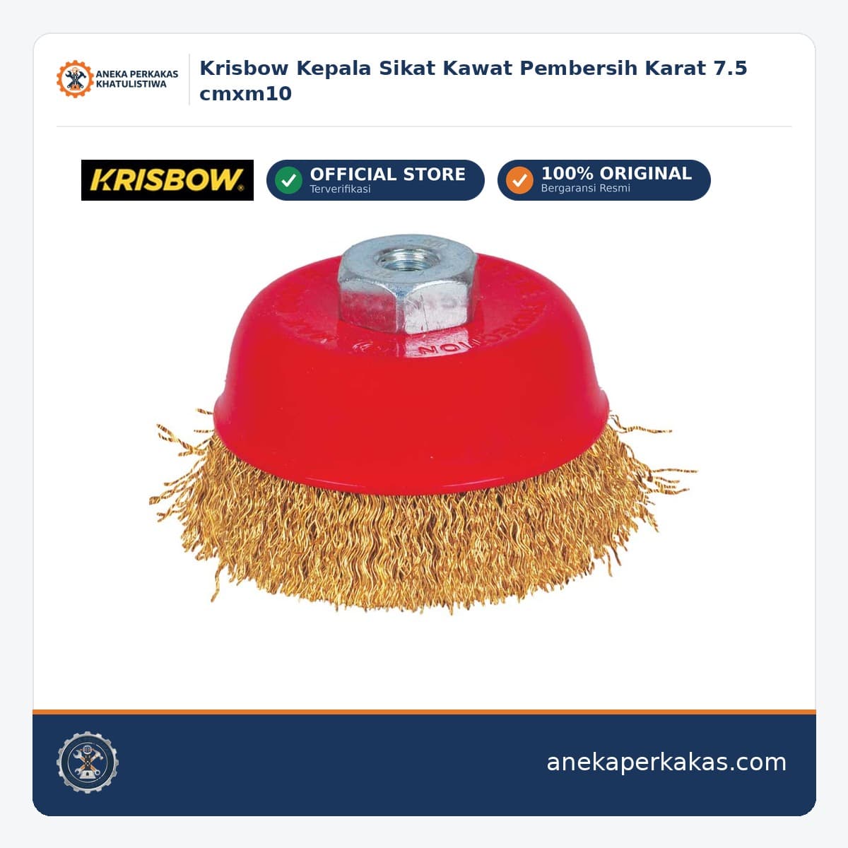 Krisbow Kepala Sikat Kawat Pembersih Karat 7.5 cmxm10