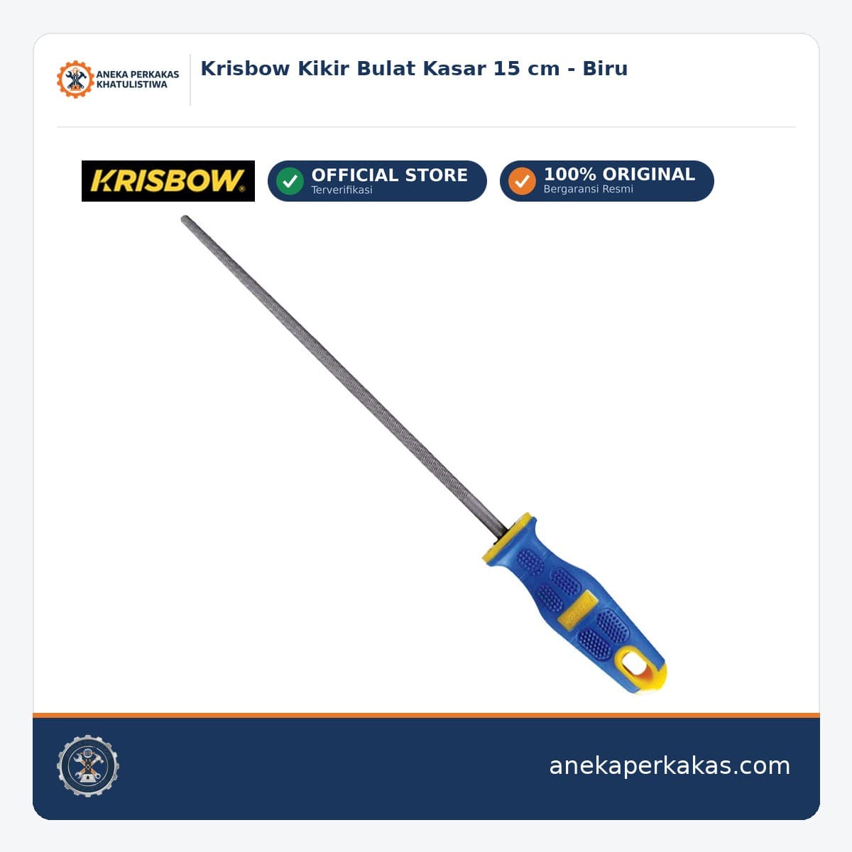 Krisbow Kikir Bulat Kasar 15 cm - Biru