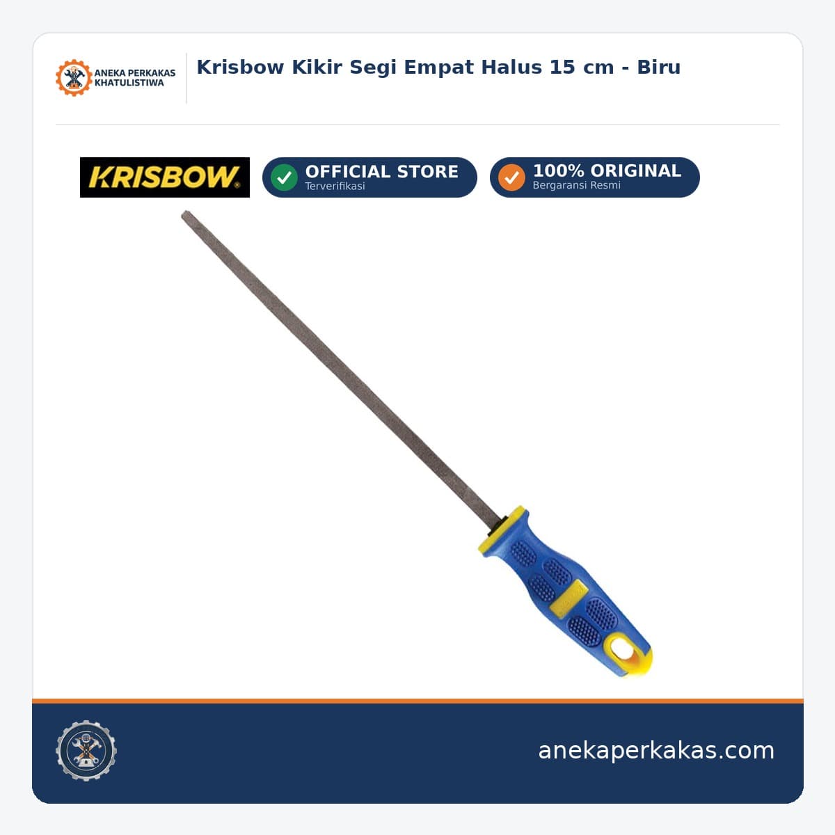 Krisbow Kikir Segi Empat Halus 15 cm - Biru