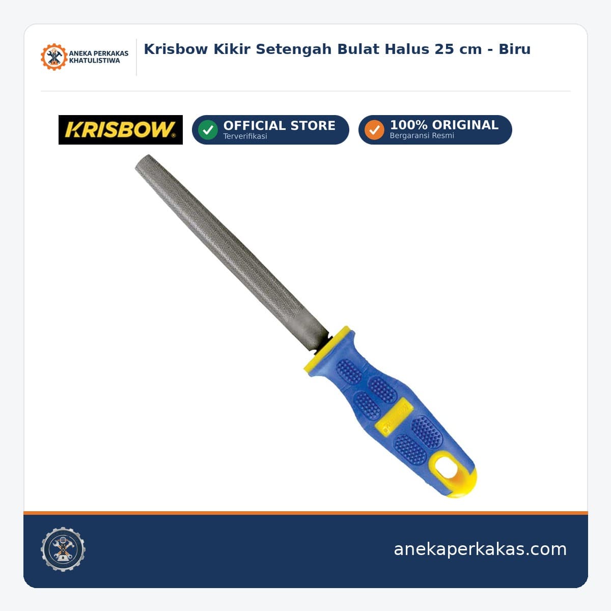 Krisbow Kikir Setengah Bulat Halus 25 cm - Biru