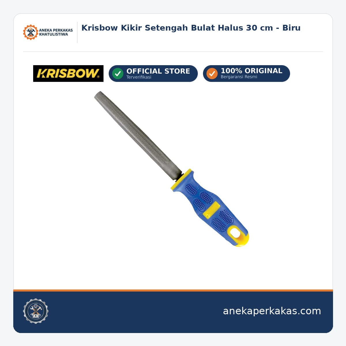 Krisbow Kikir Setengah Bulat Halus 30 cm - Biru