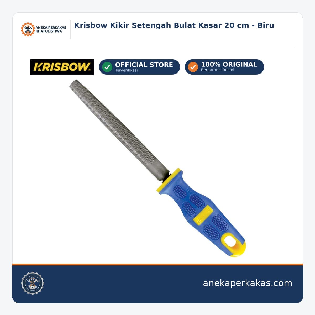 Krisbow Kikir Setengah Bulat Kasar 20 cm - Biru