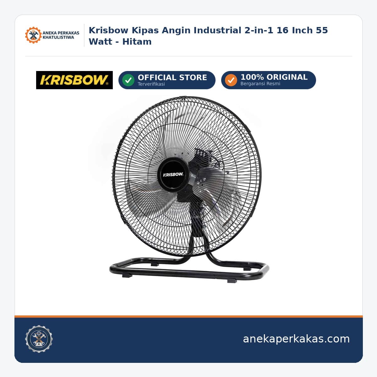 Krisbow Kipas Angin Industrial 2-in-1 16 Inch 55 Watt - Hitam