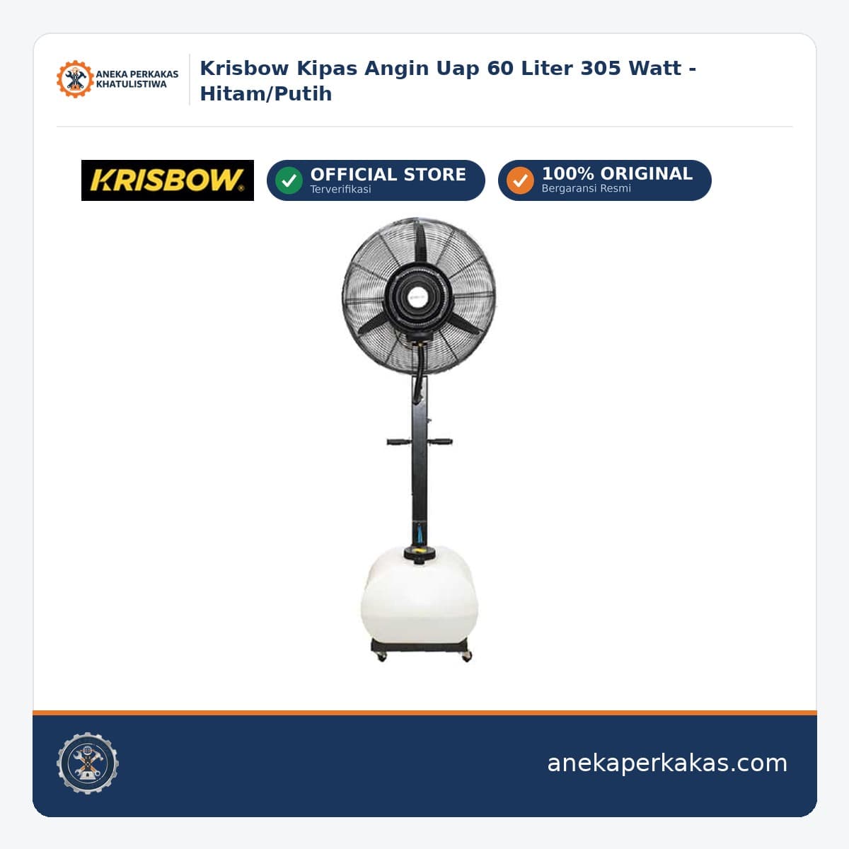 Krisbow Kipas Angin Uap 60 Liter 305 Watt - Hitam/Putih