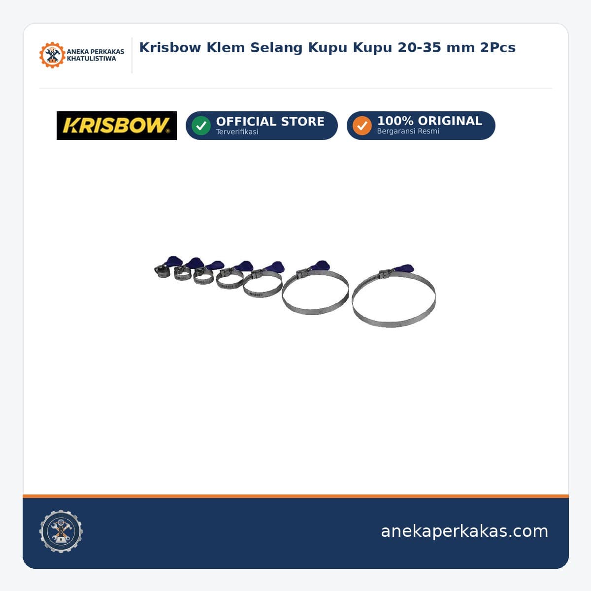 Krisbow Klem Selang Kupu Kupu 20-35 mm 2Pcs