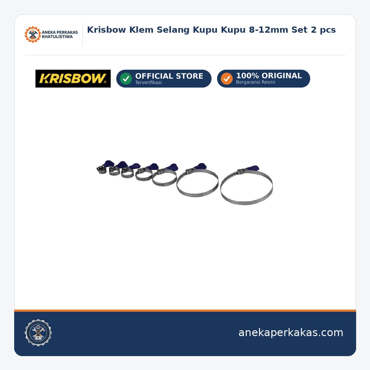 Krisbow Klem Selang Kupu Kupu 8-12mm Set 2 pcs